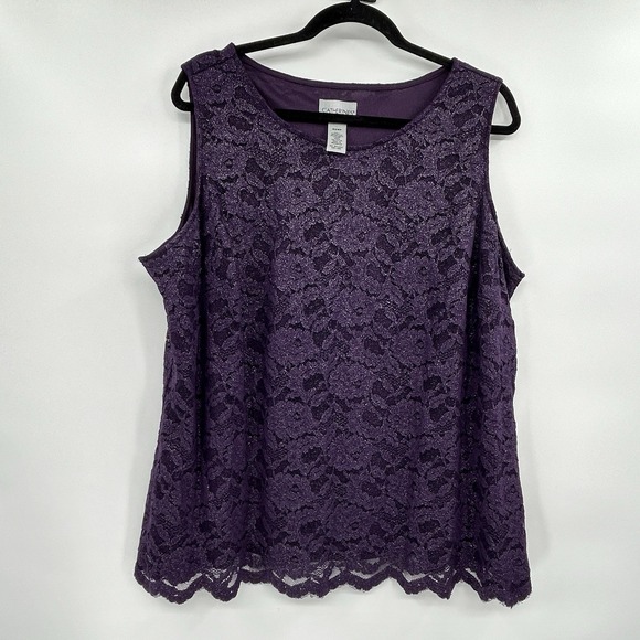 Catherines Lace Tank and Duster Set Size 22WP Purple Mature Feminine Romantic - Picture 6 of 16